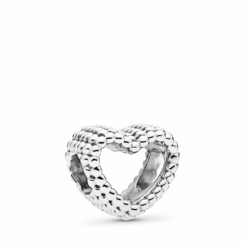 Pandora Australia Beaded Heart Charm - Sterling Silver | UEGVKH319